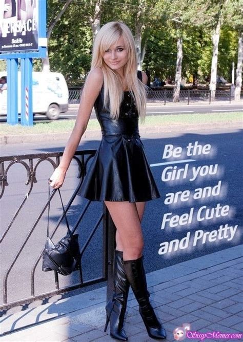 Blonde Girlyboy In A Leather Skirt Sissy Caption