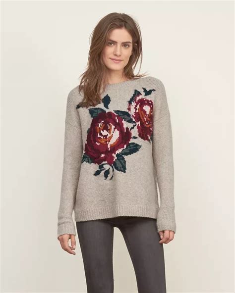 Womens Floral Pullover Sweater Womens Sweaters