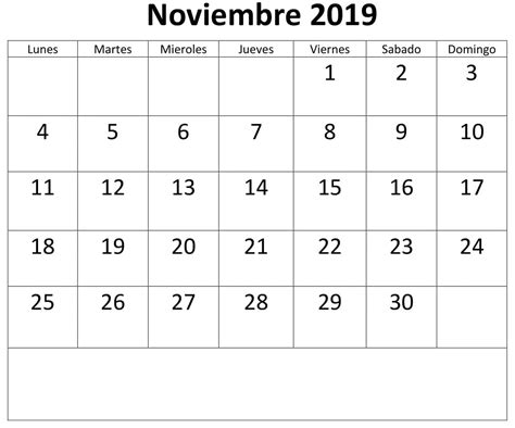 Calendario Noviembre 2019 Para Imprimir Gratis