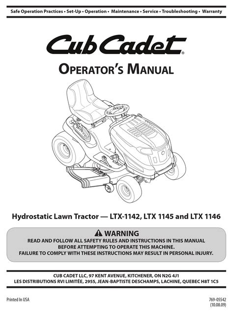 Cub Cadet Xt2 Parts Manual