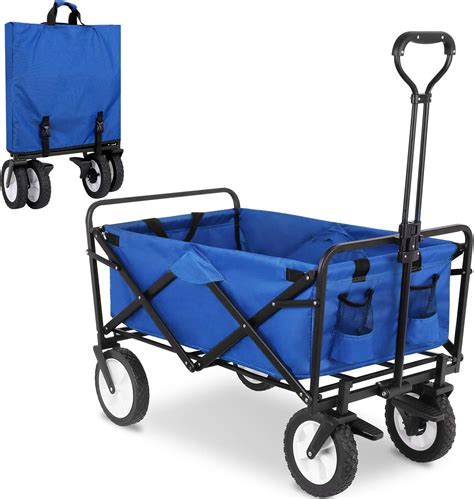 Blue Fixkit Collapsible Folding Outdoor Utility Wagon Heavy Duty Garden