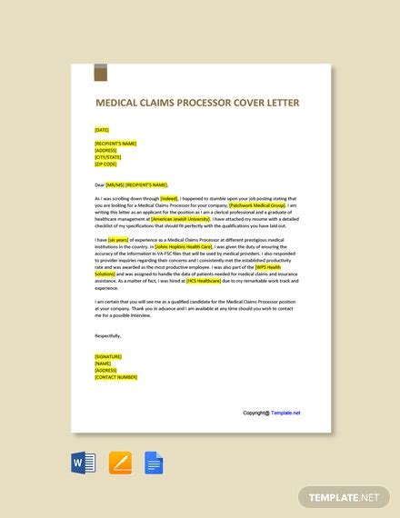 This is the newest place to search, delivering top results from across the web. Medical Claims Processor Cover Letter Template [Free PDF ...