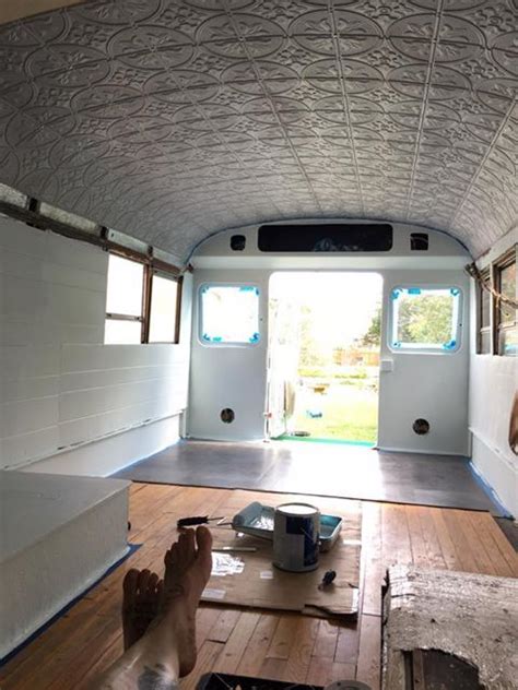 The Ceiling Is Interesting On This One School Bus Tiny House School