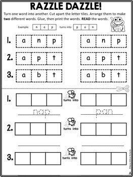 word families worksheets  kindergarten  st grade distance learning