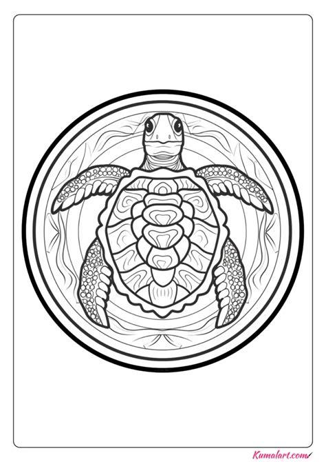 Sea Turtle Mandala Coloring Page Printable A4 Page