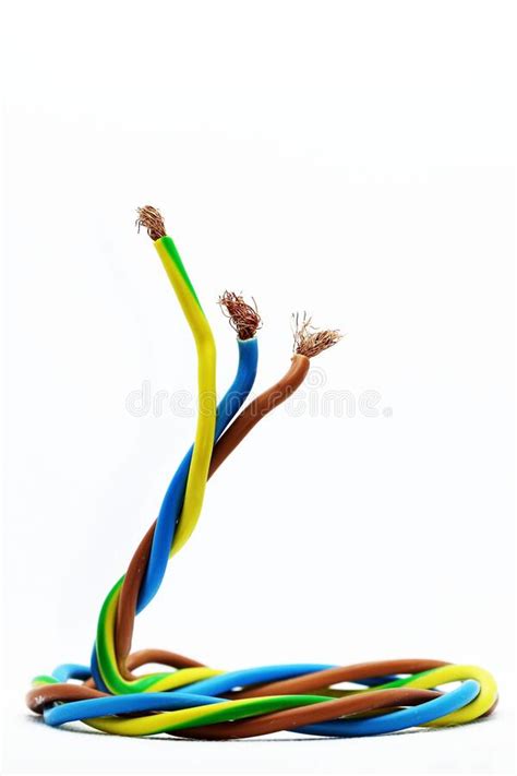 Wires Used In European Single Phase Electric Wiring Stock Photo