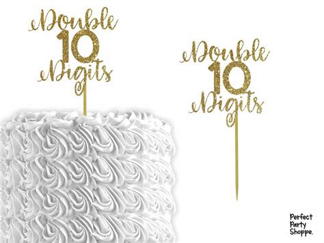 Glitter Double Digits Tenth Birthday Cake Etsy In Tenth
