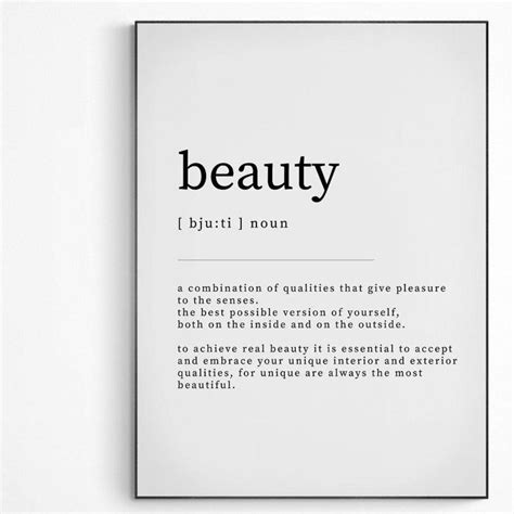 Beauty Definition Print Definition Print Beauty Wall Art Poster