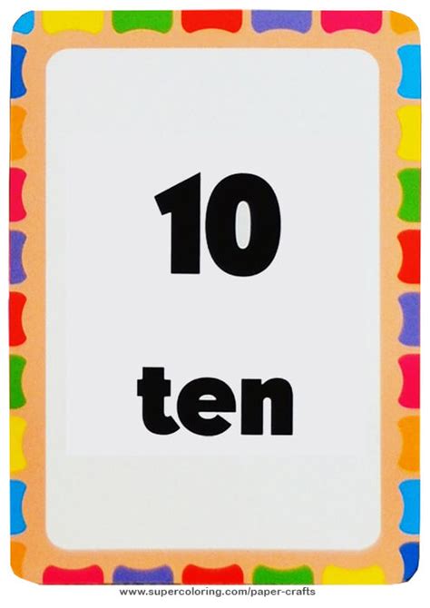 Flashcard With Number Ten Printable Template Free Printable