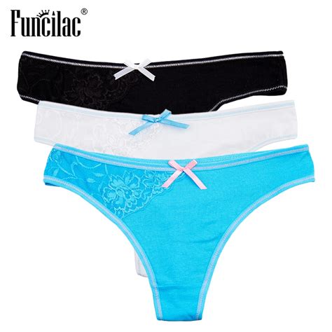 Funcilac Sexy String Lace Thongs Ladies Briefs Women Culotte Sexy Cotton Panties Sexy Womens