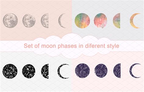 16 Moon Phases Vector Set Graphic Objects ~ Creative Market
