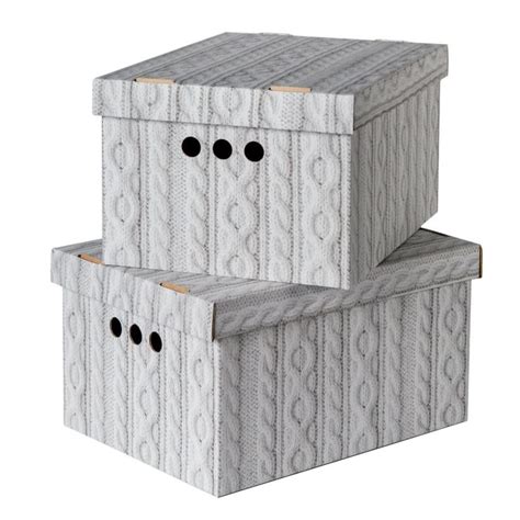 Stylish 2pc Decorative Storage Boxes With Lid Archive A4 Box Cardboard
