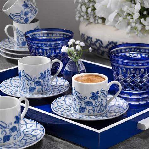 Buy Turkish Coffee Serving Set For Six Blue Dream Grand Bazaar