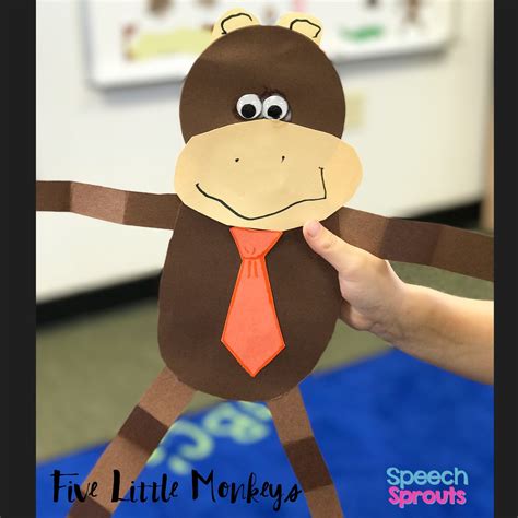 Monkeyshines In The Speech Room Adorable Five Little Monkeys Craft And
