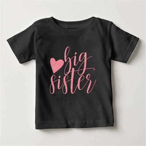 Big Sister pink glitter-print Baby T-Shirt | Zazzle.com | Baby tshirts
