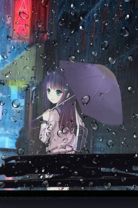 640x960 Anime Girl Rainy Day View From Car 4k Iphone 4