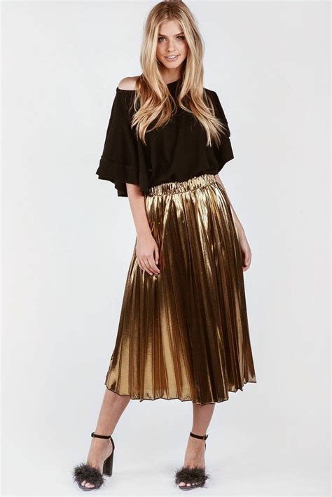 Gold Pleated Skirt Gold Pleated Skirt Pleated Skirt Skirts