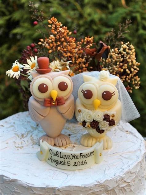 Owl Love Bird Wedding Cake Topper Rustic Country Wedding Cake Topper