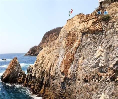 Famous Diving Cliff La Quebrada And Pacific Ocean Acapulco Mexico