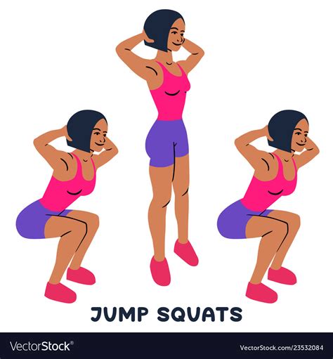 Jump Squats Squat Sport Exersice Silhouettes Of Vector Image