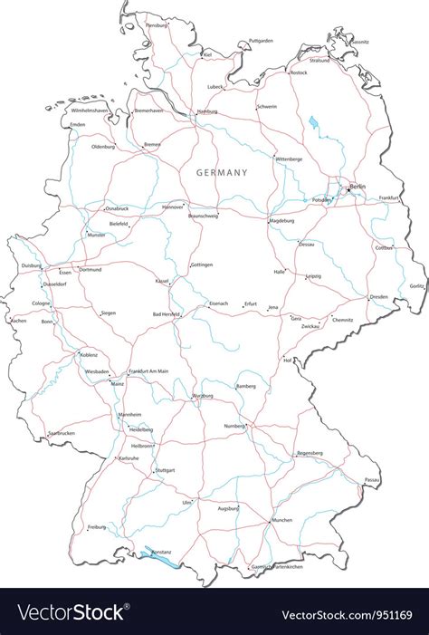 Germany Black White Map Royalty Free Vector Image