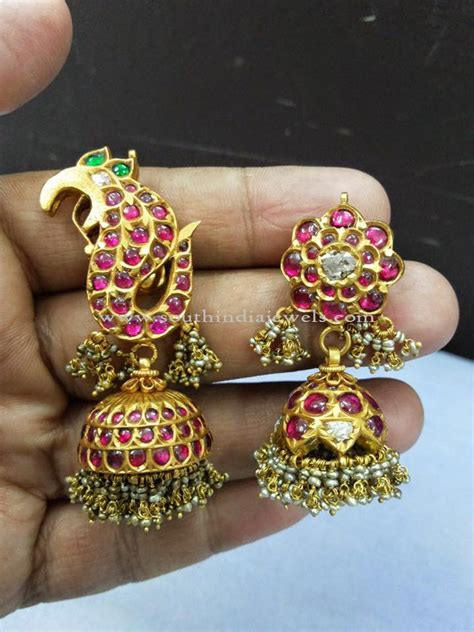 Peacock Design Earrings In Gold South India Jewels