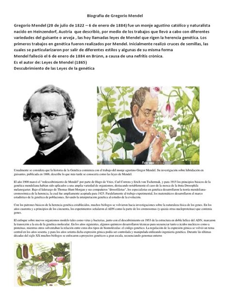 Biografía De Gregorio Mendel Ciencias De La Tierra Y De La Vida