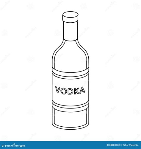 Botella De Cristal De Icono De La Vodka En Estilo Del Esquema Aislado