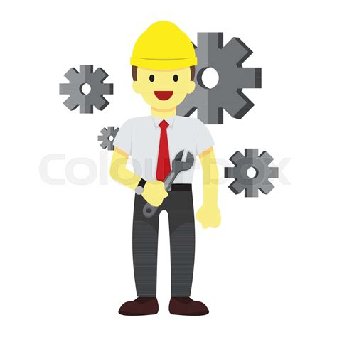 Happy Professional Repairman Vector Illustration Graphic Stock Vector