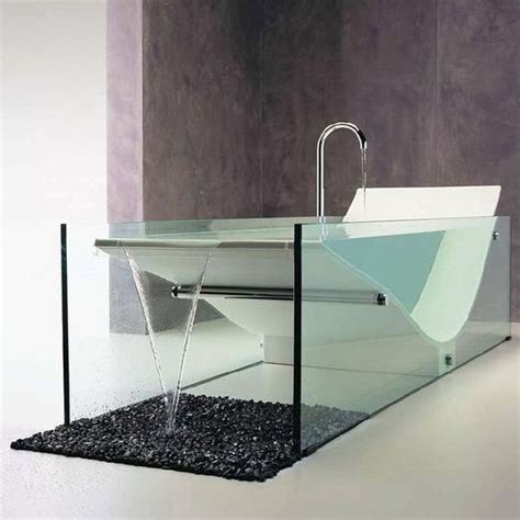 This Modern Bathtub From Moma Design Features Two Elegant Glass Panels Bathtubs