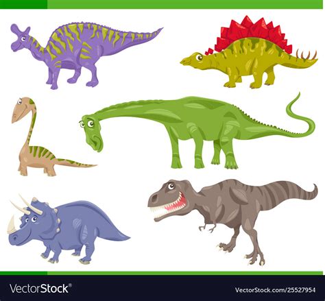 Dinosaurs Species Set Cartoon Royalty Free Vector Image