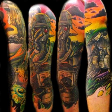 Nuclear tattoo working by appointment only. Nuclear War People tattoo sleeve by Transcend Tattoo ...