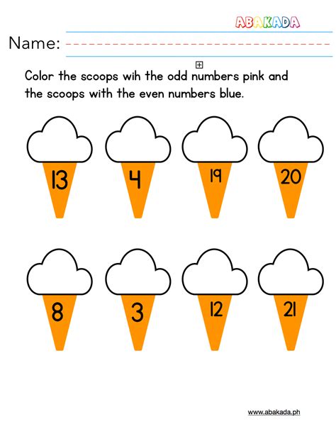 Odd and Even Numbers Practice Sheet for Kindergarten and Grade 1