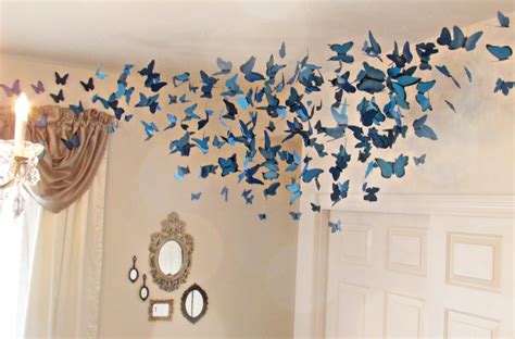 This simple, but cute wall decal would look great over a mirror as well. Butterfly Ceiling Installation DIY | Butterfly room decor ...