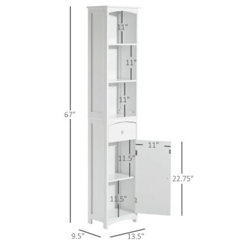Homcom Bathroom Storage Cabinet Tall Towel Organizer Wood Tower Shelves