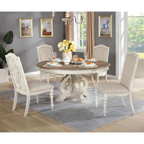 Furniture Of America Willadeene Antique White Round Dining Table Idf