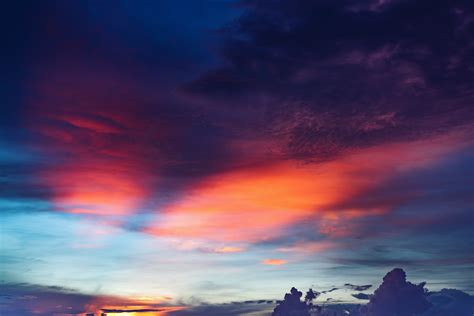 Red And White Clouds Sky Clouds Sunset Mountains Hd Wallpaper