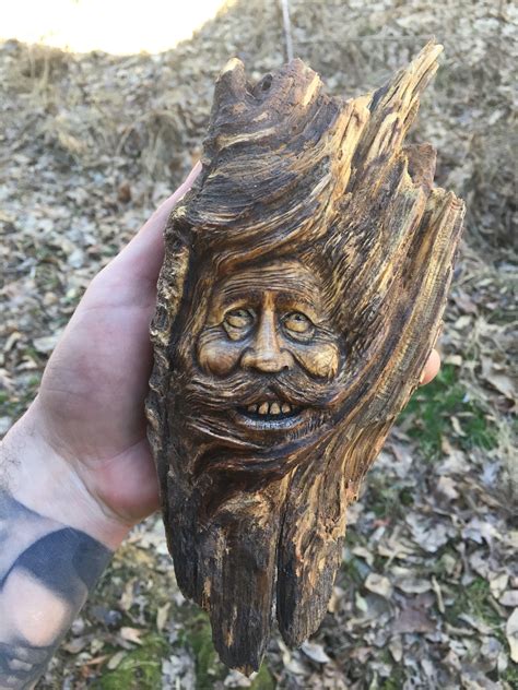 Wood Spirit Carving Hand Carved Wood Art By Josh Carte Wall