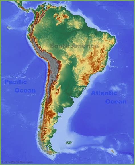 Physical Map Of South America Ontheworldmap