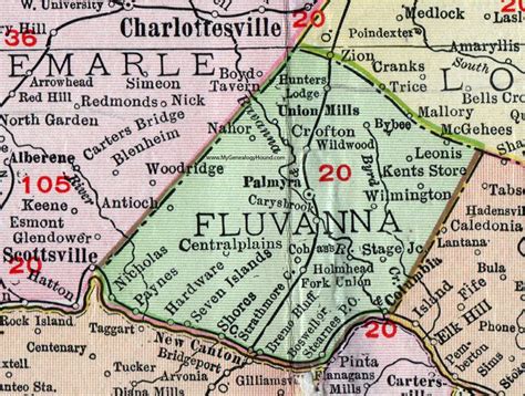 Fluvanna County Virginia Map 1911 Rand Mcnally Palmyra Columbia