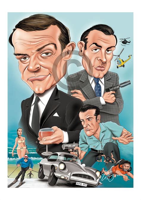 Sean Connery James Bond Caricature Artwork Print Signed By Etsy