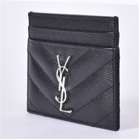 Ysl card case / paris. Buy Pre-Owned YVES SAINT LAURENT Monogram Card Holder Black Textured Leather - Affordable Luxury