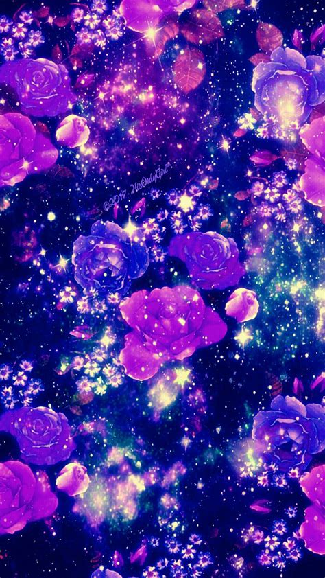 Purple Flowers Galaxy Wallpaper I Created For The App Cocoppa Galaxy