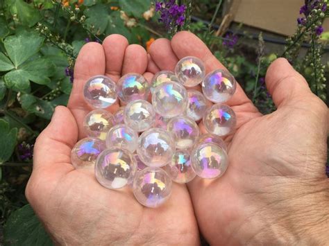 Small Aura Quartz Spheres Etsy Aura Quartz Beads And Wire Clear Quartz Crystal