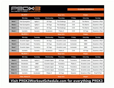 Worksheet • chest, shoulders, & triceps • disc 9. P90X3 Classic Schedule - P90X3WorkoutSchedule.com