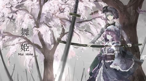 Touhou Girls Cherry Blossoms Gray Hair Green Eyes Hat Japanese