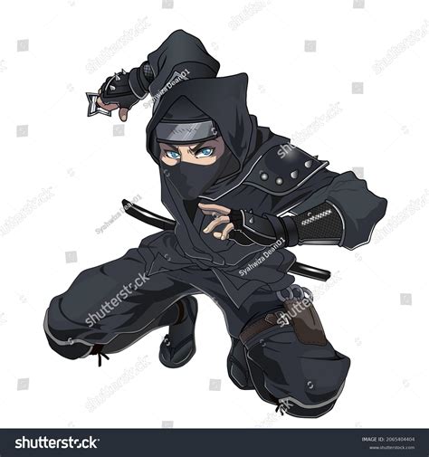 Female Ninja Manga Character Comics Vector Immagine Vettoriale Stock