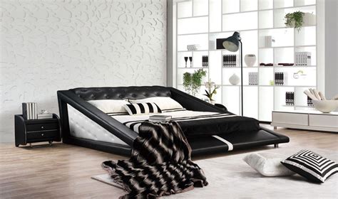 Modrest J231 Modern Black And White Bonded Leather Bed Leather Bed Bed