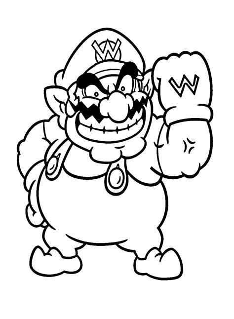 Wario From Super Mario Coloring Page Free Printable Coloring Pages