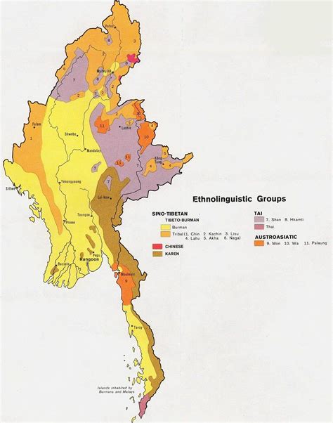 Ethnolinguistic Map Of Burma 1972 Language Map Map Asia Map